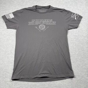 Grunt Style T-Shirt Men L Gray If It Bleeds We Can Grill It Graphic Cotton Tee